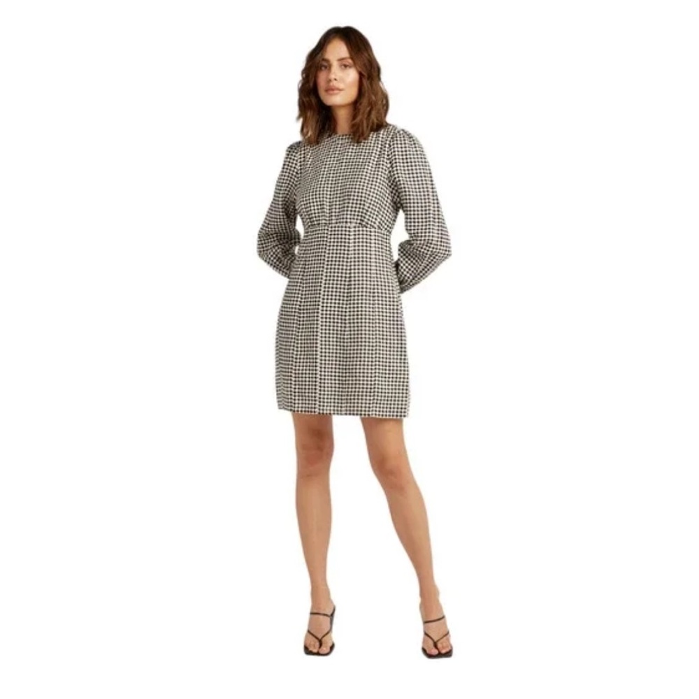 DISSH Gaia houndstooth long-sleeve short dress